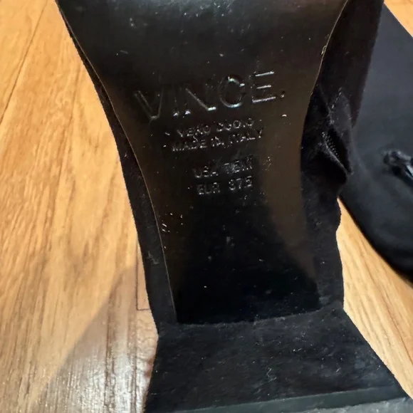 VINCE - Blythe Tall Black Suede Block Heel Boots - Picture 10 of 10